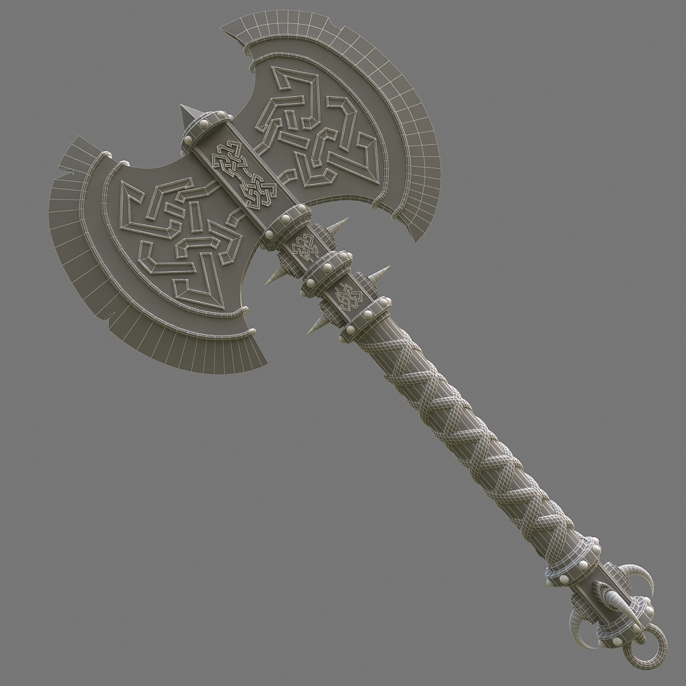 3d model weapons axe staff