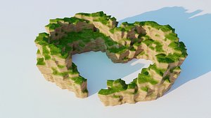 3D Love Hills heart shape terrain landscape and WET effect model