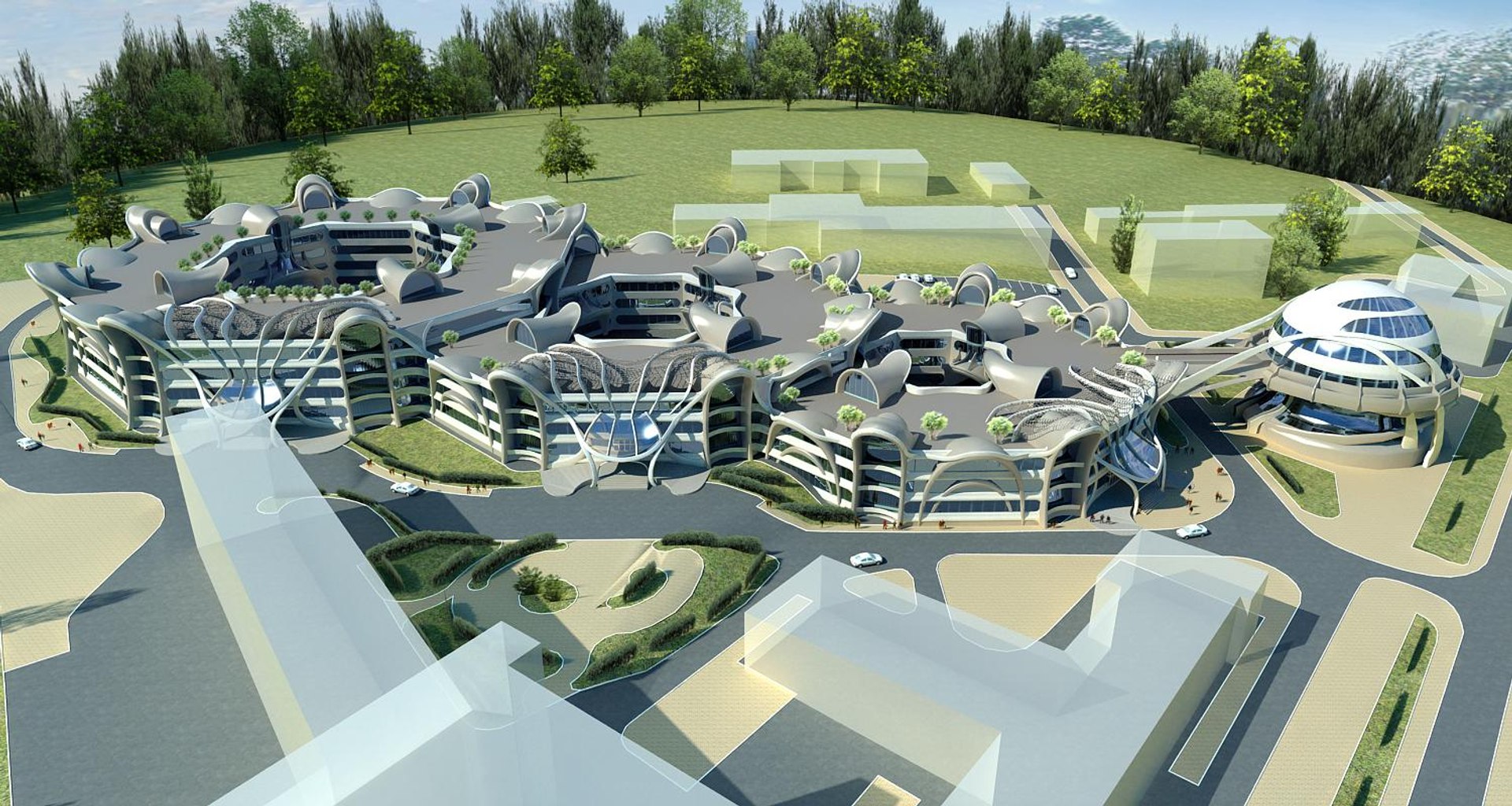 3d Architecture Buildings Futuristic Complex