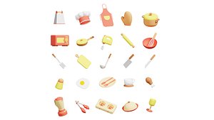 25 3D Kitchen Icon Pack model
