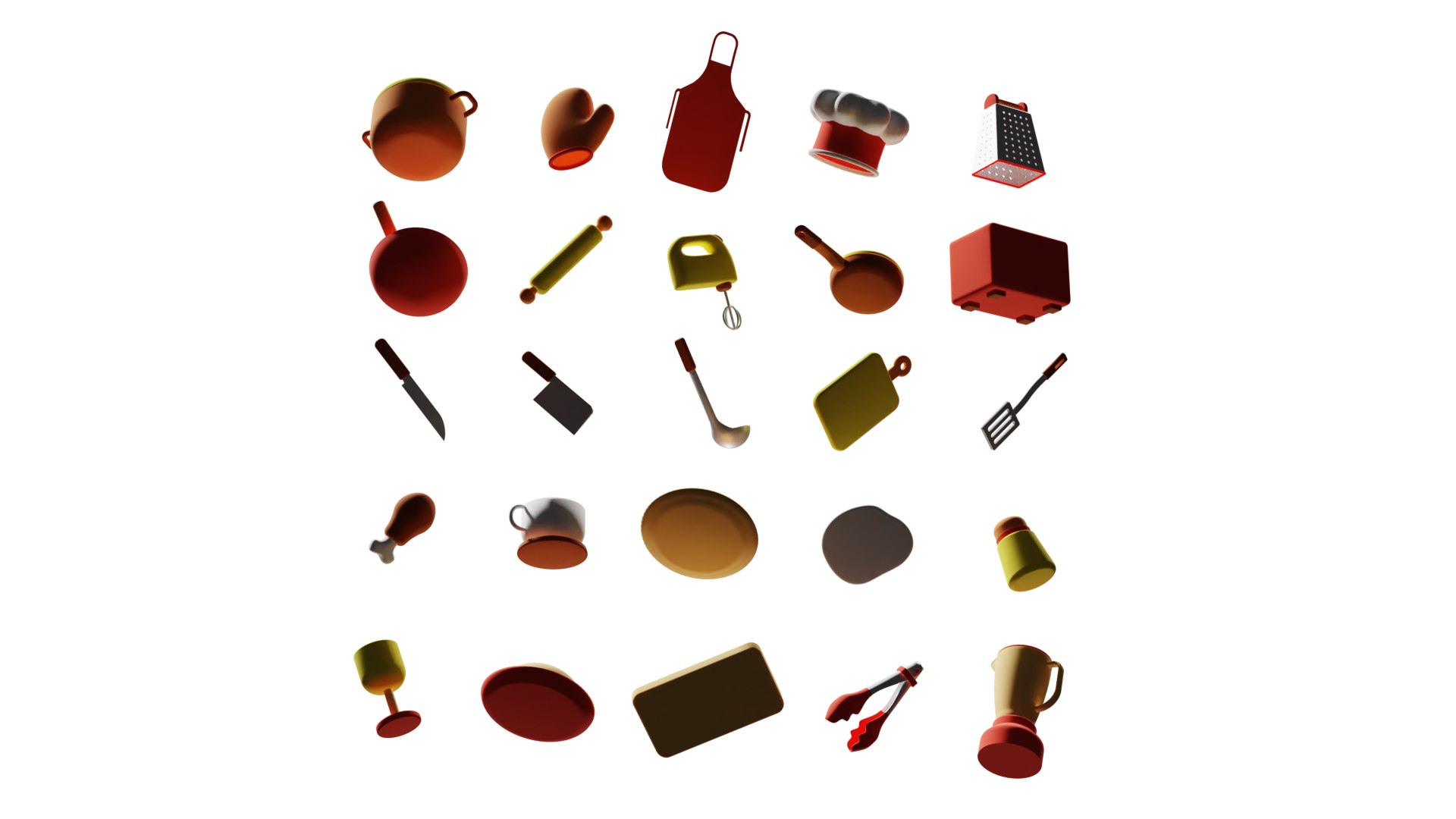 25 3D Kitchen Icon Pack Model - TurboSquid 2226847