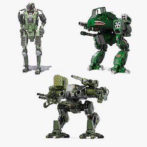 Rigged Military Robot Soldiers Collection