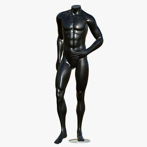 Male Mannequin Full Body Headless Black 3D model