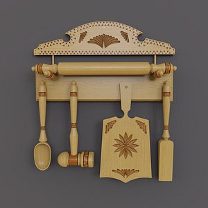 kitchen rack wood USSR 3D model