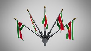 3D Wall Mount Flags 5 Of Suriname model