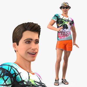 3D teen boy rigged swimwear