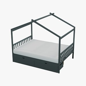 3D Wooden House Bed