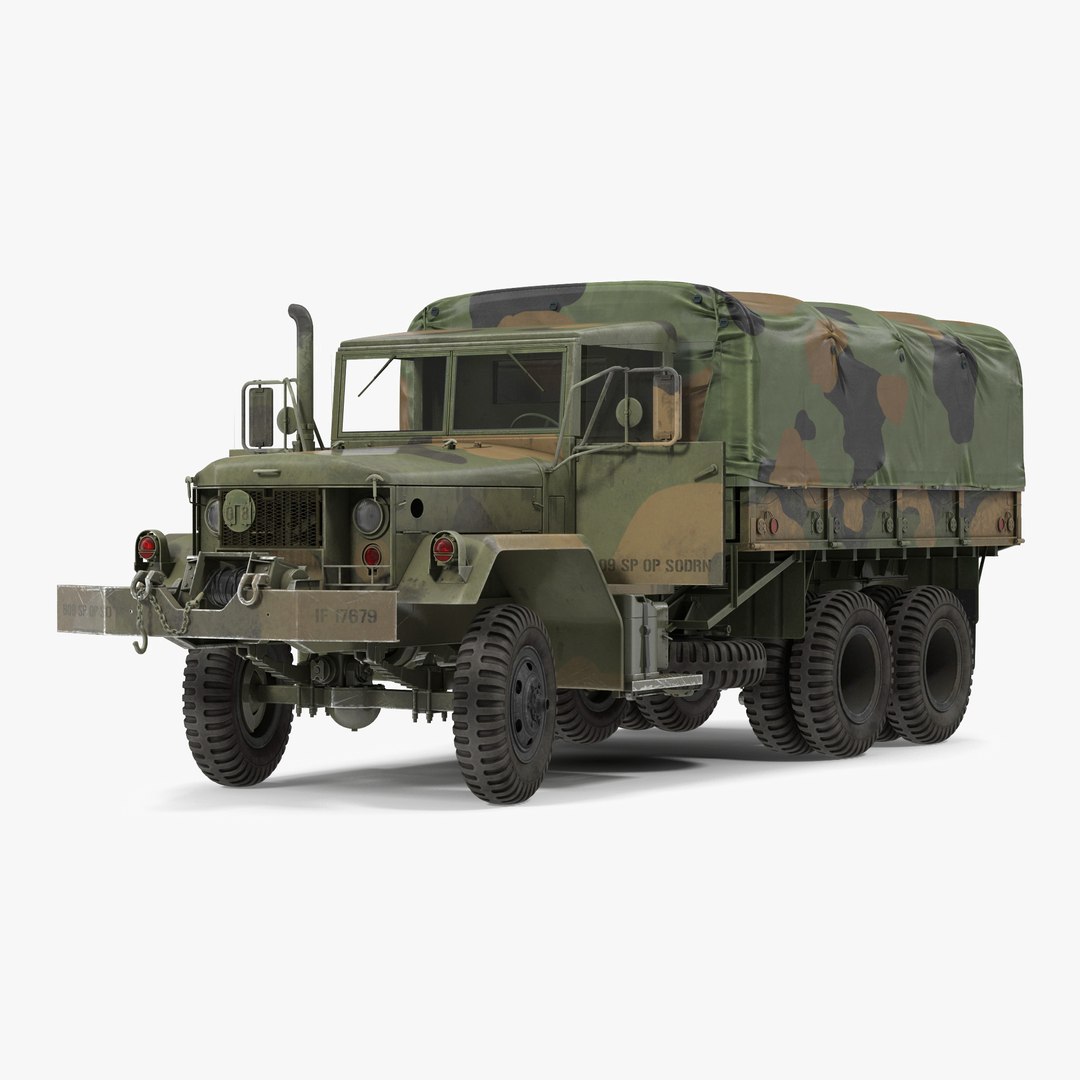 US Military Cargo Truck m35a2 Rigged Camo 3D Model 3D model preview