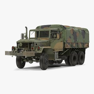 US Military Cargo Truck m35a2 Rigged Camo 3D Model