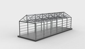3D Industrial Metal Hangar 03 3D model