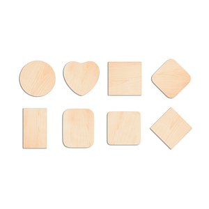 3D Wood Plate 8 Types - round square rhombus rectangle wooden board