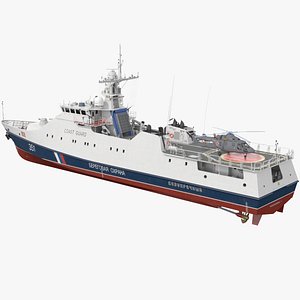3D Russian Ship 22460 Okhotnik with Helicopter Rigged for Maya model