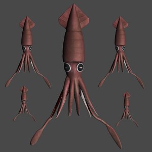 fully rigged low polygon squid