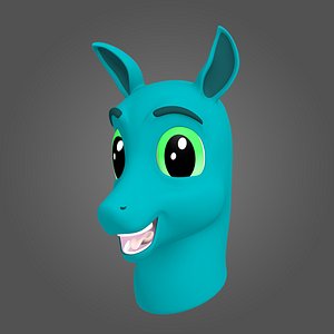 rigged horse character bust 3D model