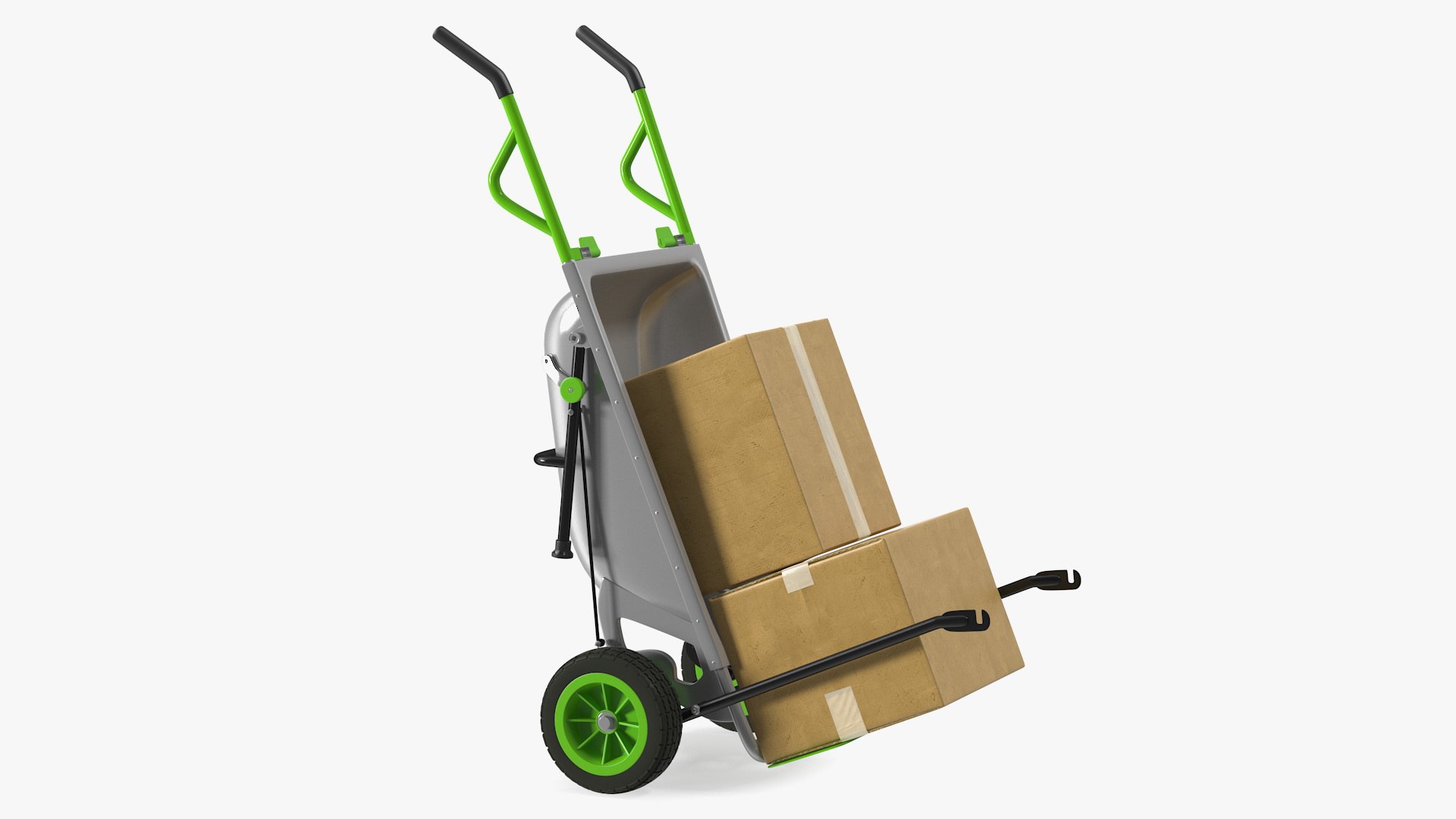Garden Cart with Cardboard Box 3D model preview