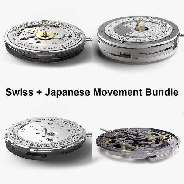 modèle 3D de Mouvements de montres suisses et japonais