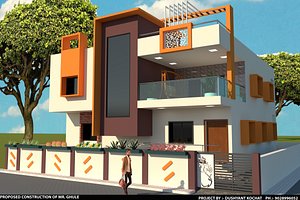 3D Proposed elevation for 2 storey building