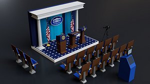 3D White House Briefing Room Lecterns model