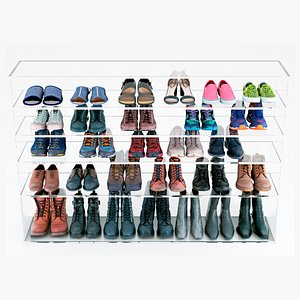 29 pairs of womans and mans shoes boots sneakers sandals slippers 3D model