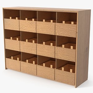 Wooden Vinyl Record Storage Cabinet 3D model