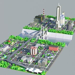 cartoonish skyscraper area 3D model