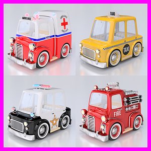 cartoon car pack 01 3d model