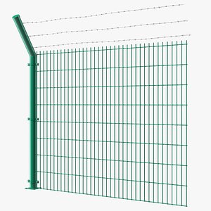 3D Mesh Fence With Barber Wire Green