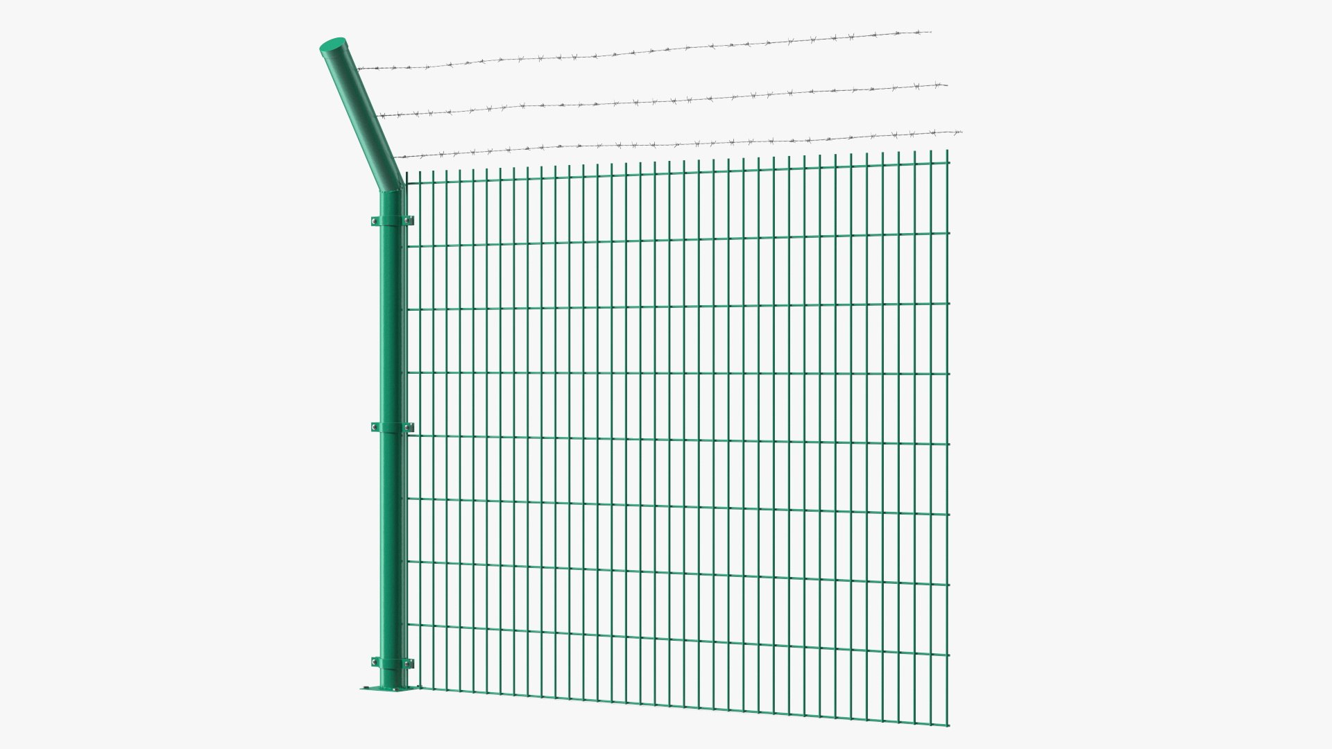 Mesh Fence With Barber Wire Green 3D model preview