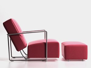 3D b c armchair ottoman model