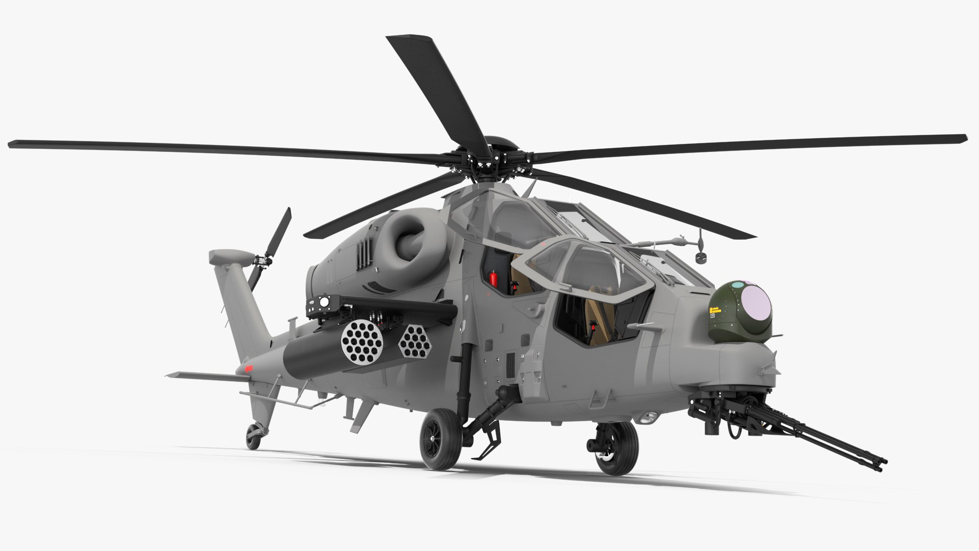 Combat Gray Helicopter 3D model preview