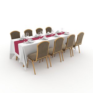 3D Banquet Table and Chair 83 model
