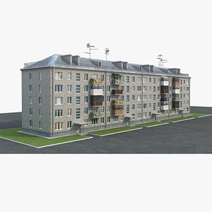 3D Typical Soviet five-storey house project 447 Khrushchev