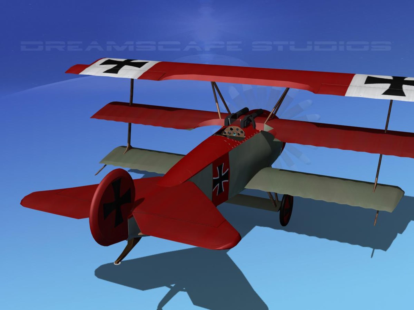 triplanes fokker dr-1 fighter 3d model