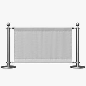 3D Barrier with Banner PBR model