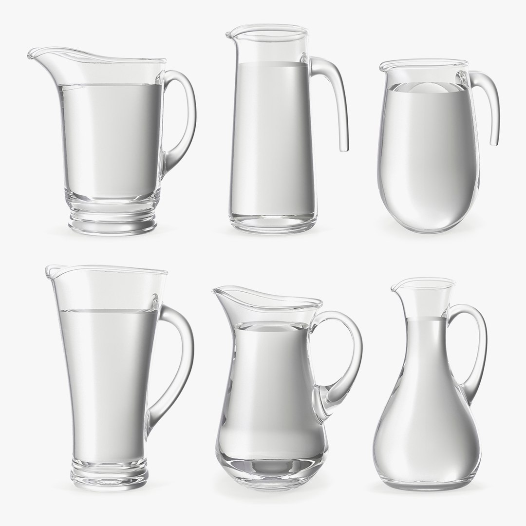 Glass Jugs With Water Collection 4 3D model preview
