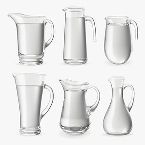 3D Glass Jugs With Water Collection 4 model