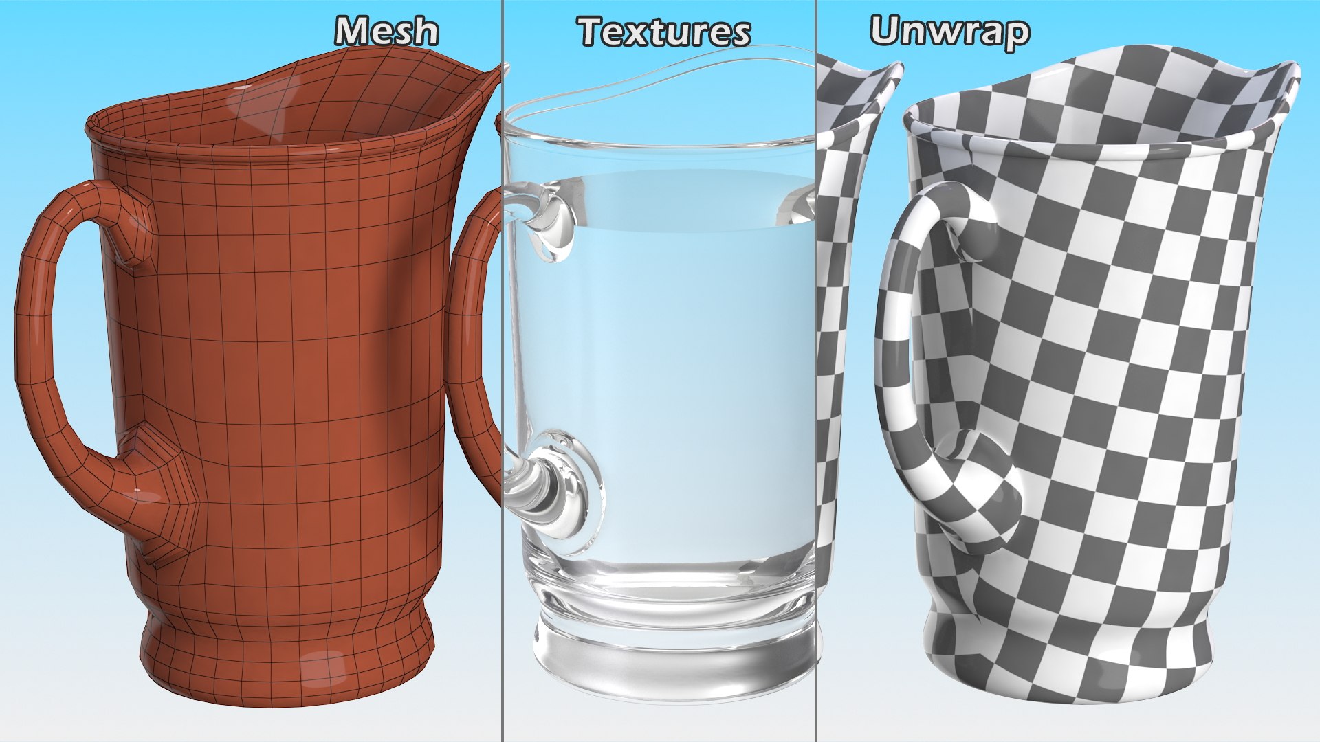 3D Glass Jugs With Water Collection 4 model https://p.turbosquid.com/ts-thumb/I0/JaipVP/zR/glassjugswithwatercollection4vray3dmodel015/jpg/1672002746/1920x1080/fit_q87/e834e51a86852948a0e6199efbfefb2fbdd6aea2/glassjugswithwatercollection4vray3dmodel015.jpg