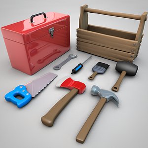 3D cartoon tool boxes toolbox model