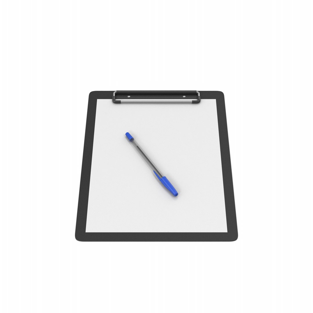 Clipboard With Blue Pen 3D - TurboSquid 1868843