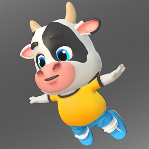 3D Cow Bull Oxen Animated Rigged model