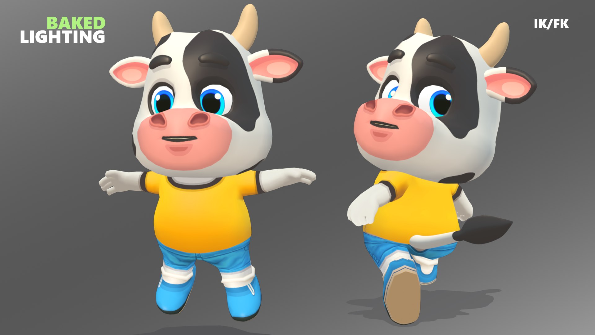 3D Cow Bull Oxen Animated Rigged Model - TurboSquid 2014108