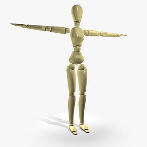 rigged wooden mannequin character female 3d obj