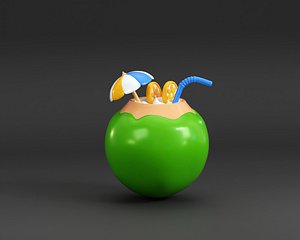 Coconut drink 3d Model