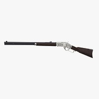 Engraved Winchester Model 1873 Silvered Case