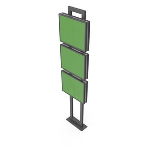 3D model Three-Section Metal Totem Sign for Storefronts and Business Directories