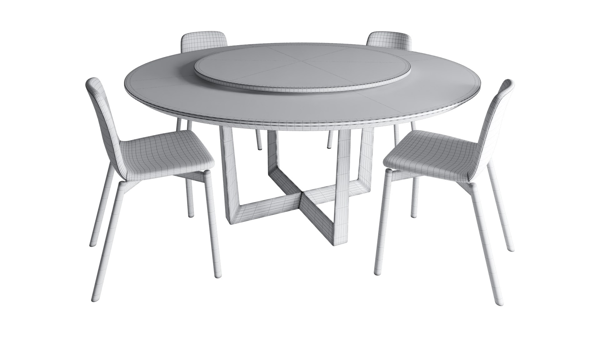 Round Table With Lazy Susan And Chair By Sovet Italia Two Tone 3D ...