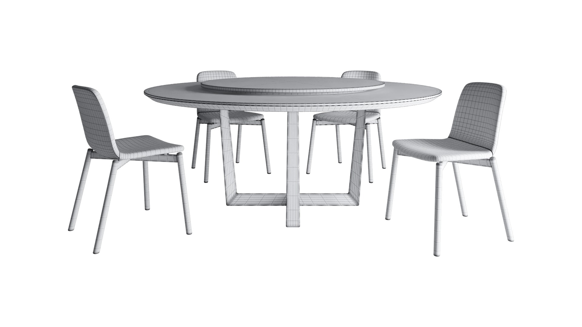 Round Table With Lazy Susan And Chair By Sovet Italia Two Tone 3D ...