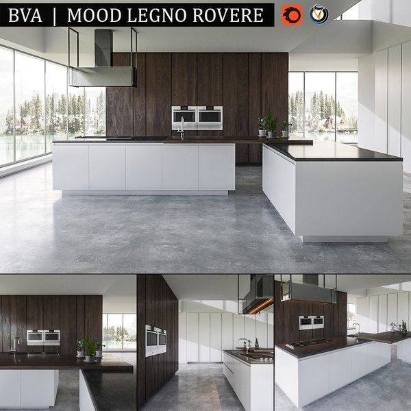 kitchen bva mood legno 3d max