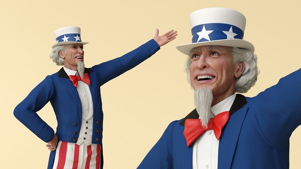 modelo 3d Postura de la mano levantada del tío Sam - TurboSquid 2413207