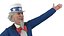 3D Uncle Sam Raised Hand Pose model
